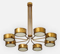 8 Light Brass Fiber Shade Stilnovo Sputnik Pendant Light Fixture __etsy:7166926594