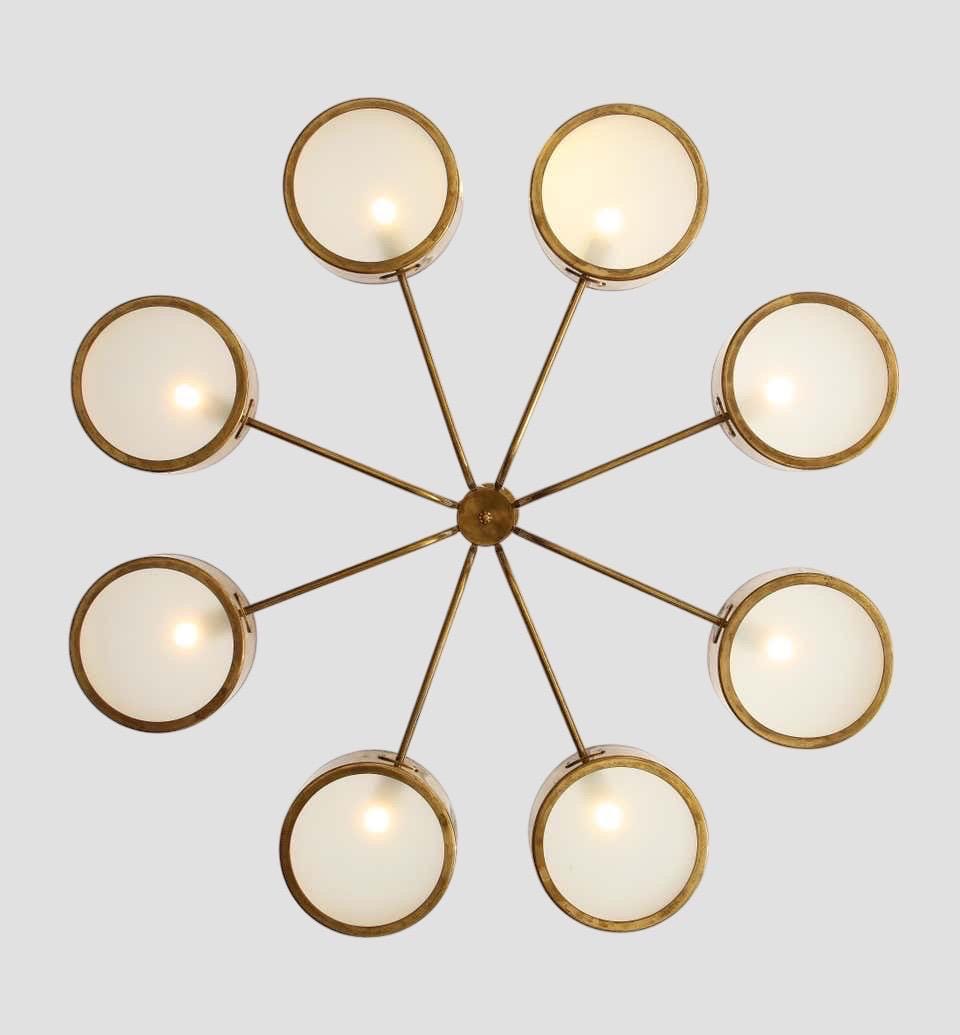 8 Light Brass Fiber Shade Stilnovo Sputnik Pendant Light Fixture __etsy:7166926598