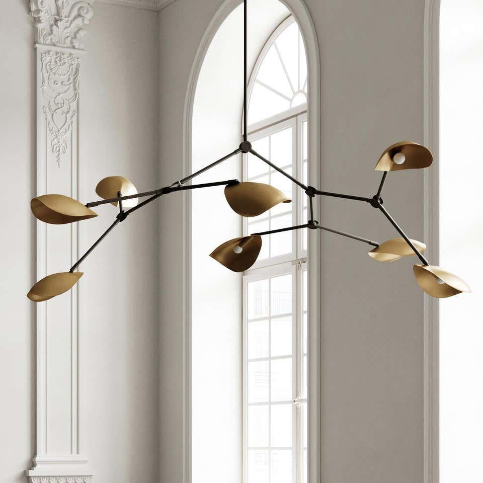 8 Light Curved Mid Century Stilnovo Brass Lighting Fixture __etsy:7601782959