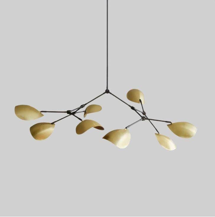 8 Light Curved Mid Century Stilnovo Brass Lighting Fixture __etsy:7601783669