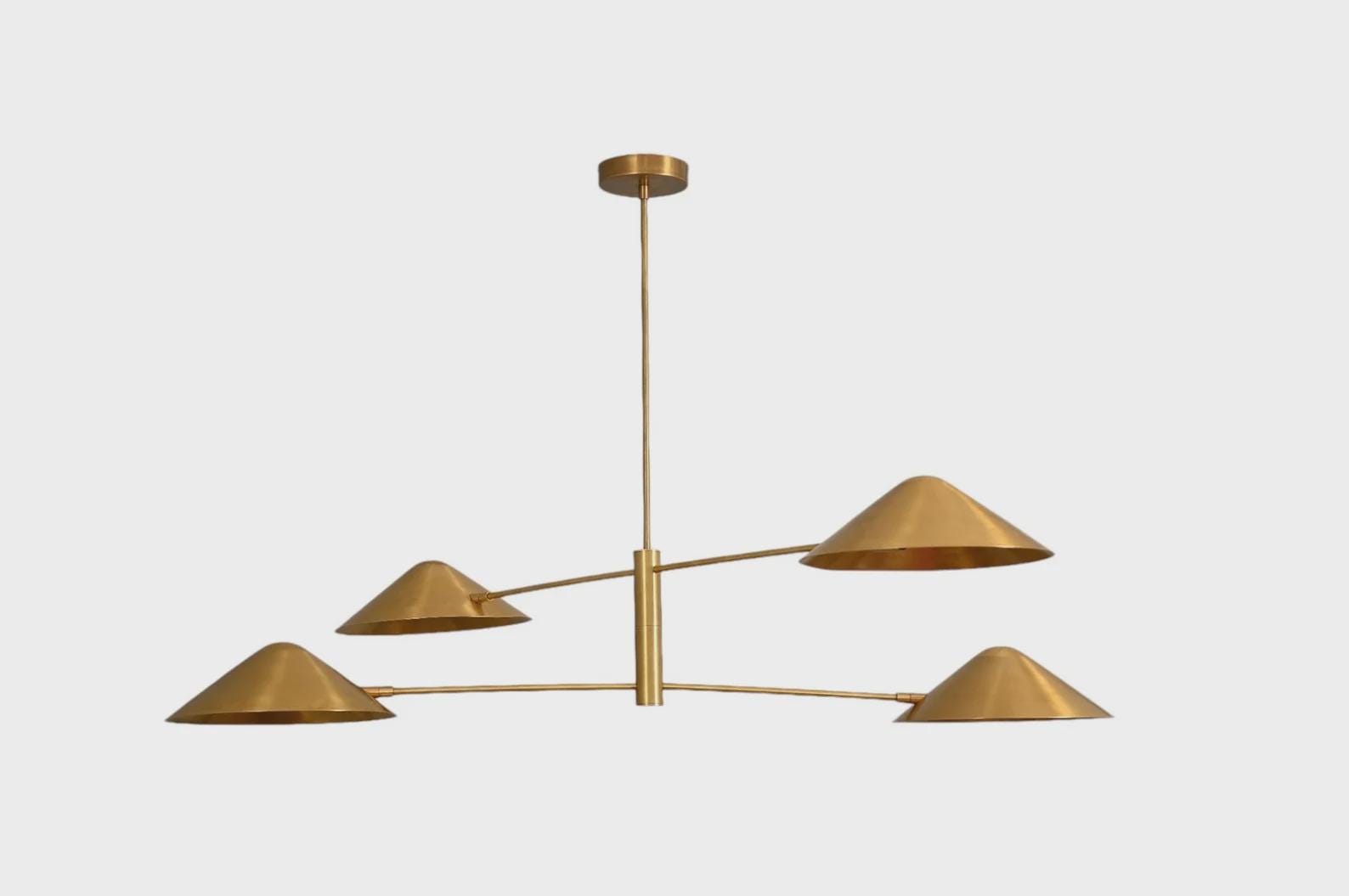 4  Light Inspired Ceiling Brass Sputnik  Pendant Handmade Vintage Fixture Chandelier __etsy:7195543819