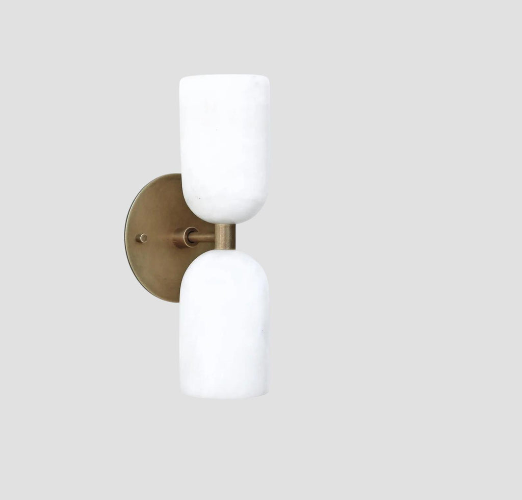 2 Light Marble Wall Lamp Alabaster Sputnik Light Fixture __etsy:7538370494