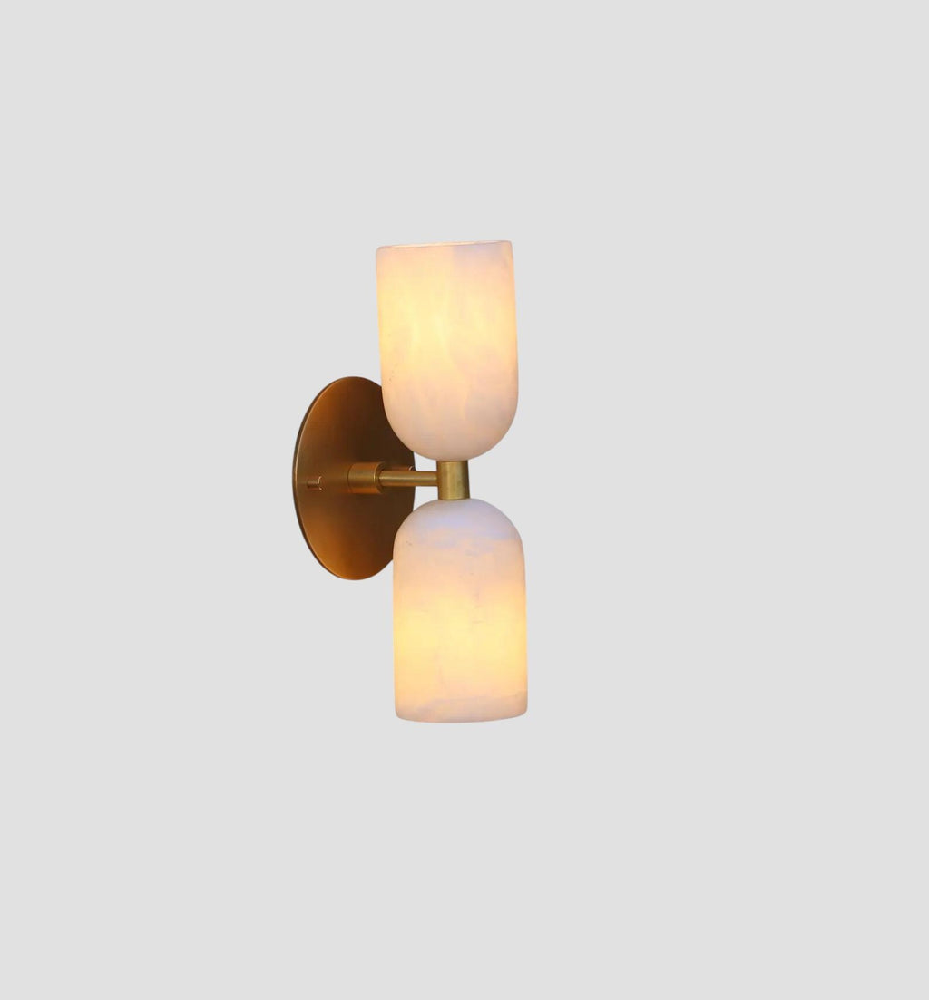 2 Light Marble Wall Lamp Alabaster Sputnik Light Fixture __etsy:7586309901