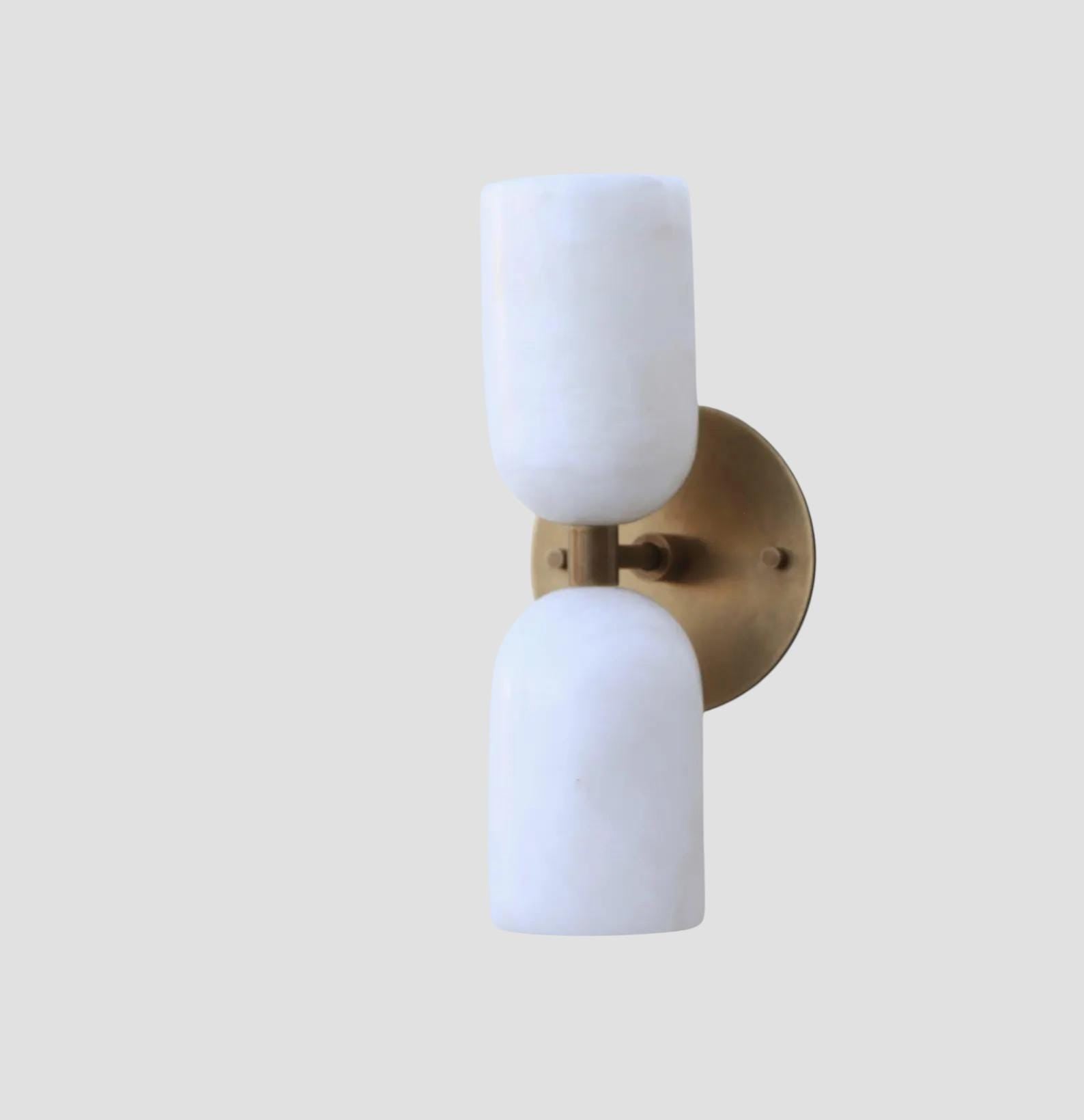2 Light Marble Wall Lamp Alabaster Sputnik Light Fixture __etsy:7586310061