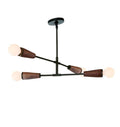 4 Light Wood Shade Brass Arms Sputnik Fixture __etsy:7229565762