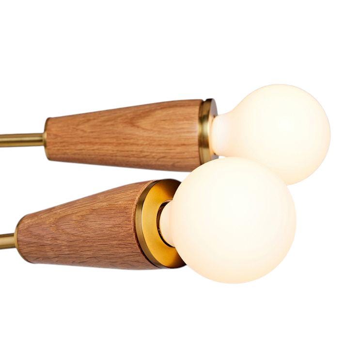 4 Light Wood Shade Brass Arms Sputnik Fixture __etsy:7229566642