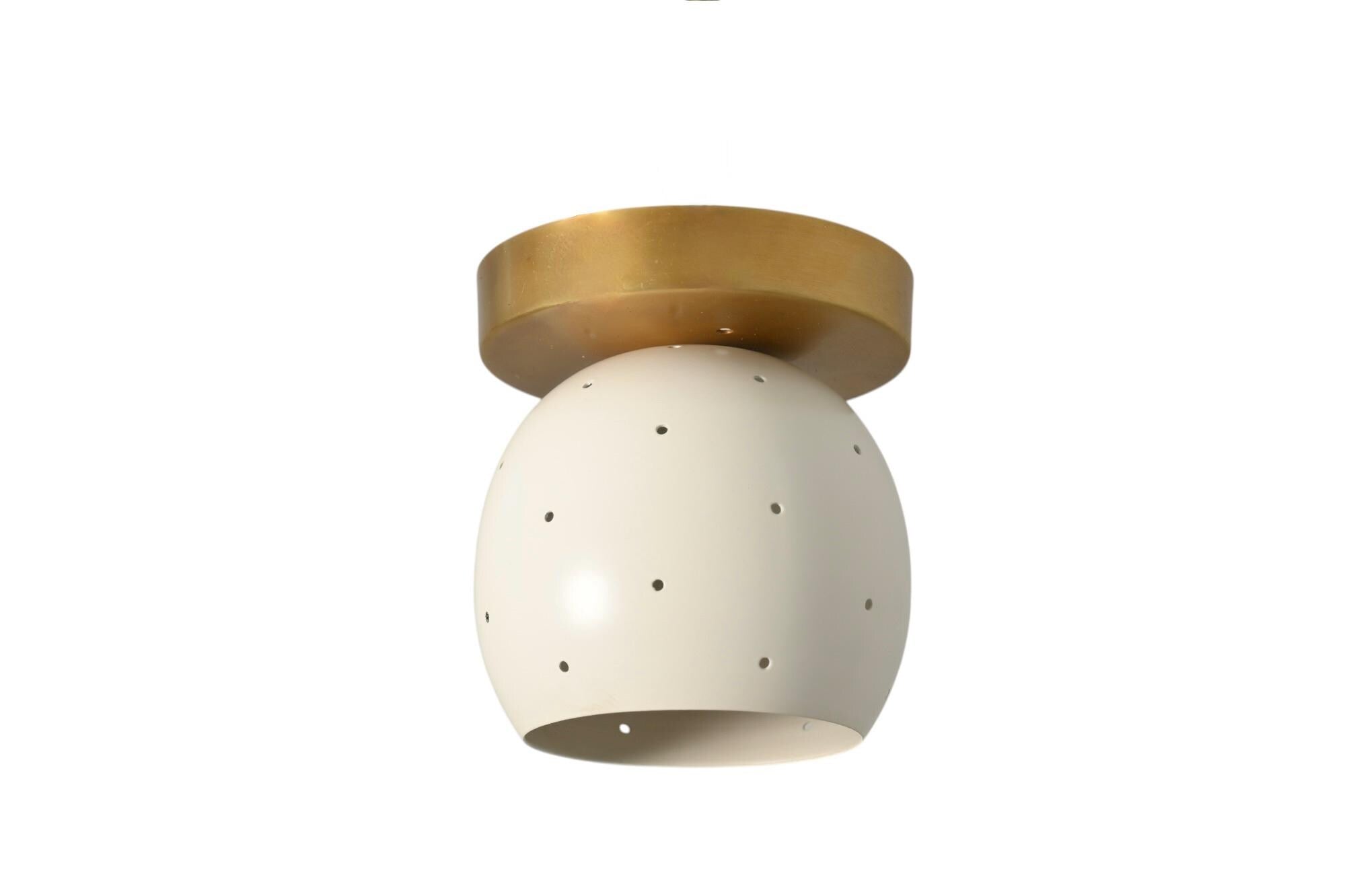 One Light Perforated Ball Flush Mount Ceiling Brass Fixture __etsy:7180340027