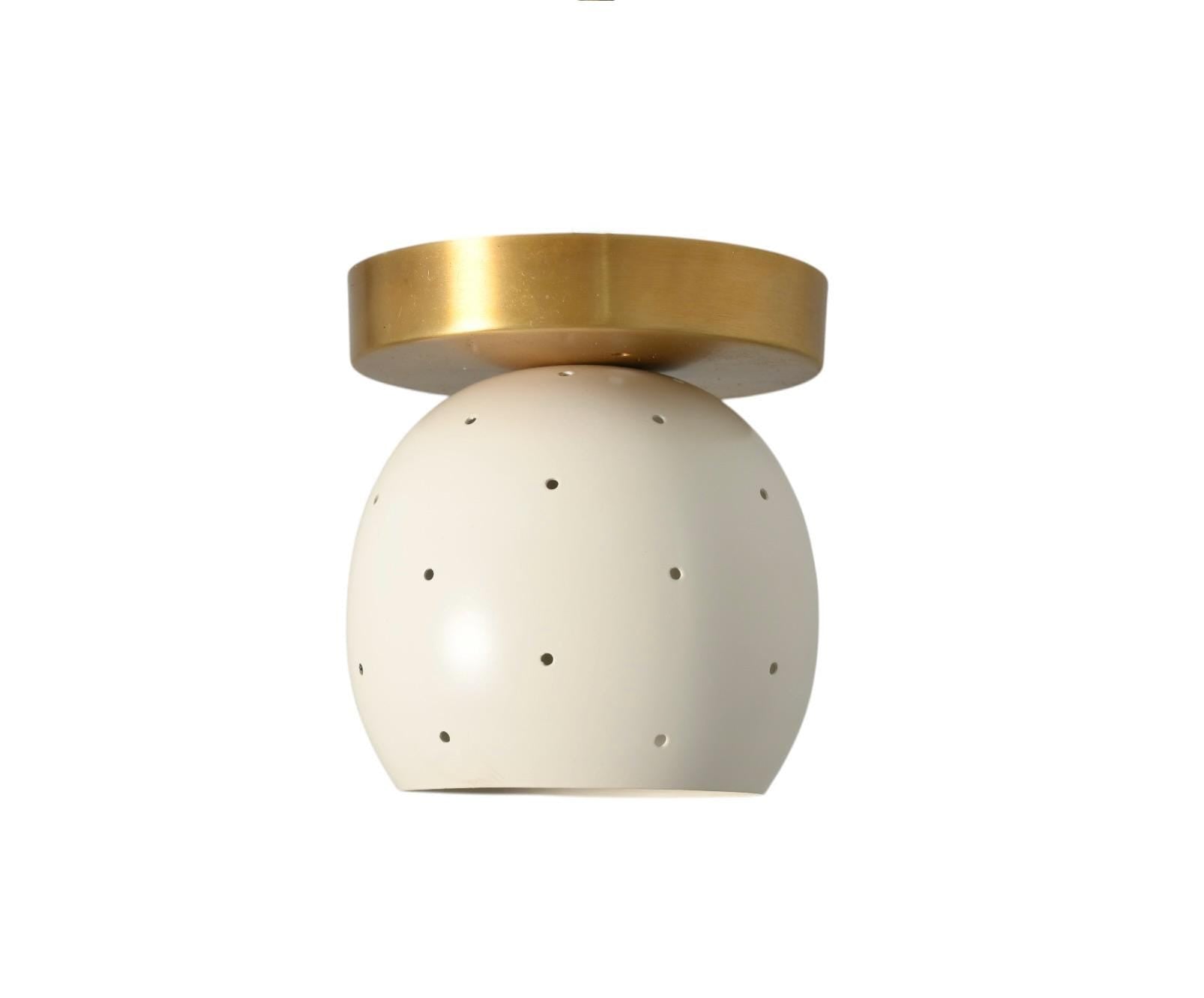 One Light Perforated Ball Flush Mount Ceiling Brass Fixture __etsy:7132370700