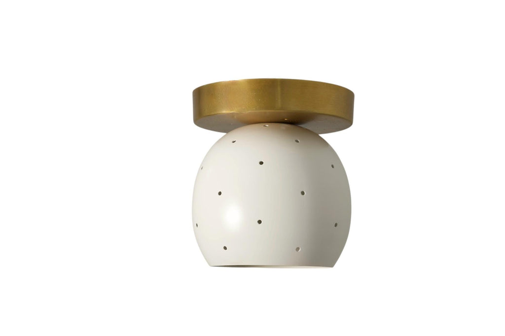 One Light Perforated Ball Flush Mount Ceiling Brass Fixture __etsy:7180340113