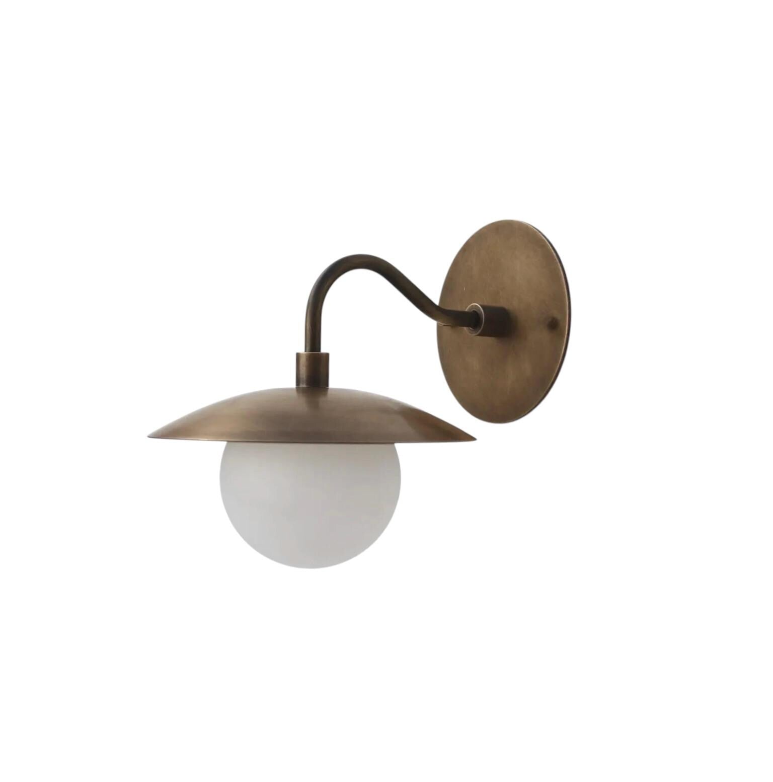 Single Light Glass Globe, Brass Shade Wavy Arm Wall Sconce Fixture __etsy:7173024488