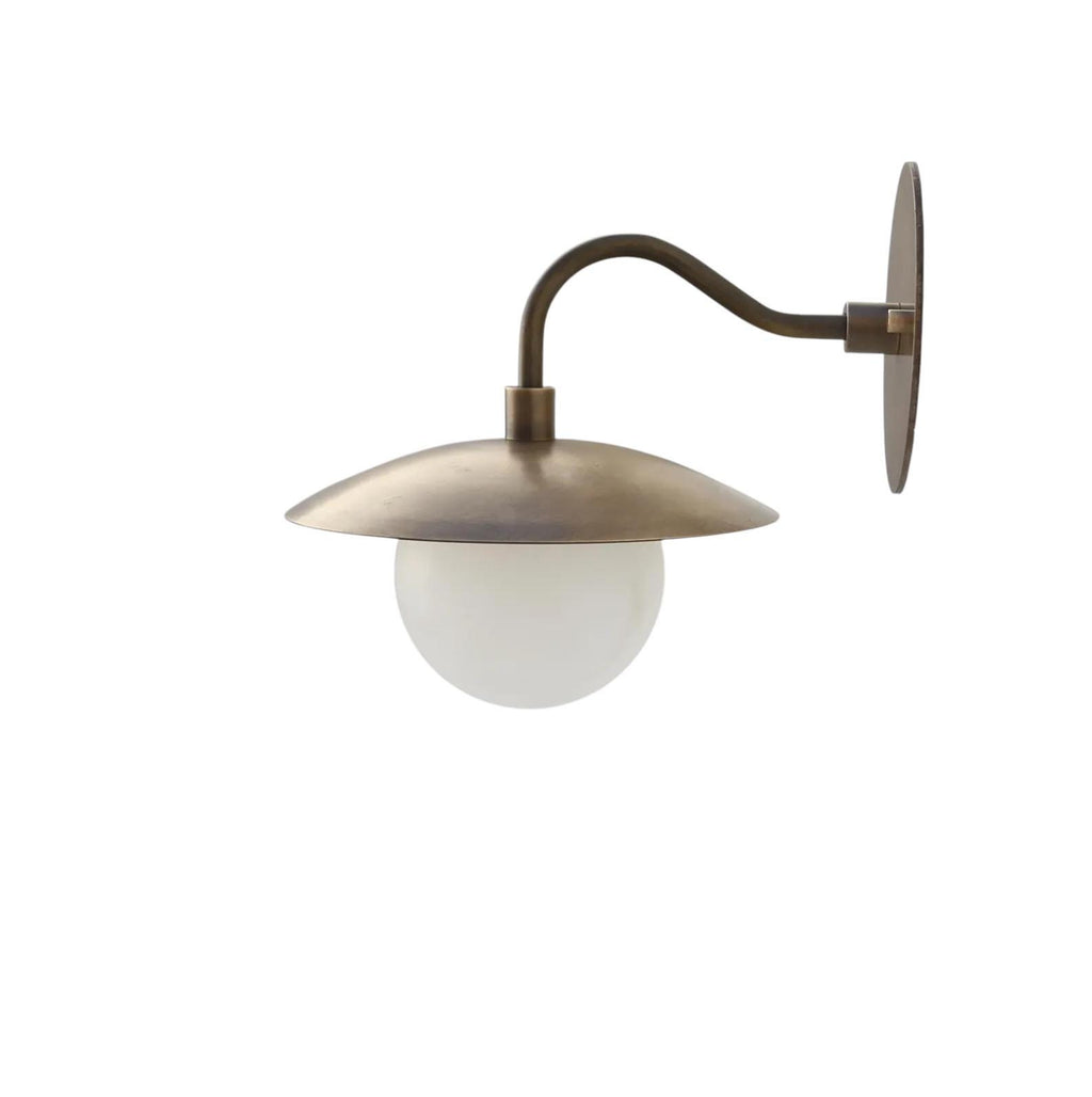 Single Light Glass Globe, Brass Shade Wavy Arm Wall Sconce Fixture __etsy:7173024712