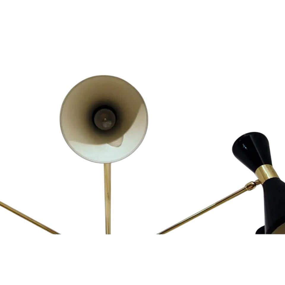 Stilnovo Style Eight Arms  Lights Colored Shade sputnik Ceiling Chandelier Brass Fixture __etsy:7198676483