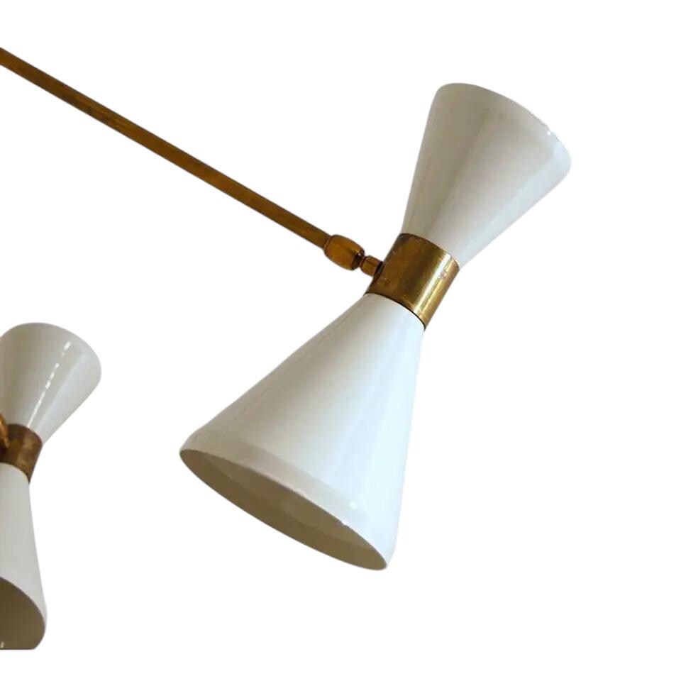 Stilnovo Style Eight Arms  Lights Colored Shade sputnik Ceiling Chandelier Brass Fixture __etsy:7198676297