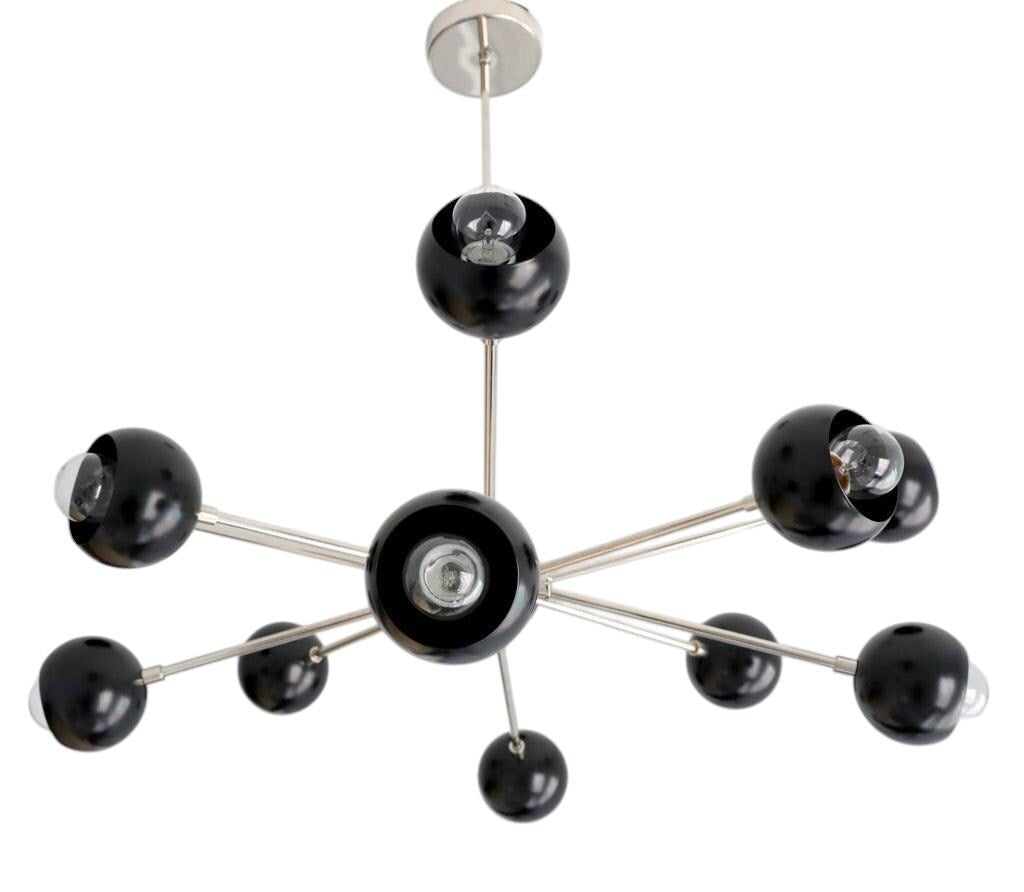 Stilnovo Style 12 Lights Colored Globe Shade Sputnik Ceiling Chandelier Brass Fixture __etsy:7160782018