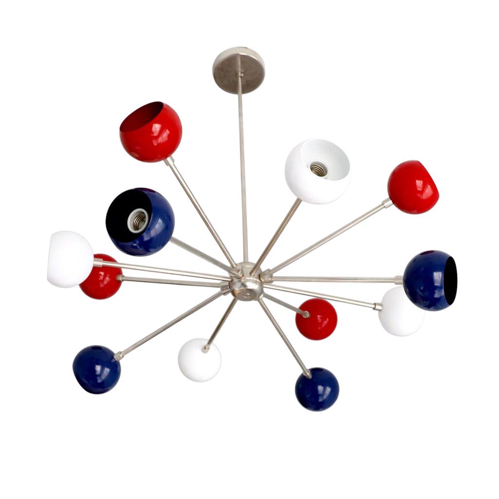Stilnovo Style 12 Lights Colored Globe Shade Sputnik Ceiling Chandelier Brass Fixture __etsy:7208771827