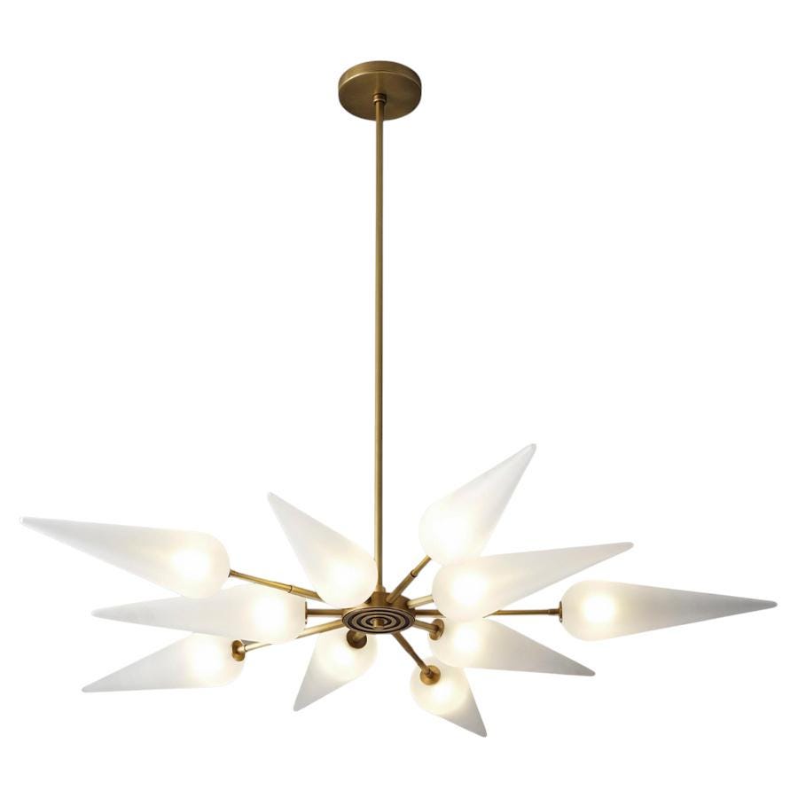 Ten Branch Light Ceiling Brass Sputnik Glass Cone Globe Fixture Chandelier __etsy:7195464297
