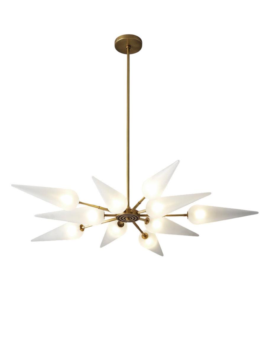 Ten Branch Light Ceiling Brass Sputnik Glass Cone Globe Fixture Chandelier __etsy:7195464403