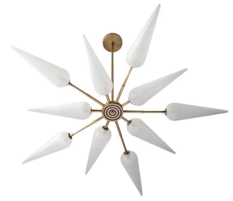 Ten Branch Light Ceiling Brass Sputnik Glass Cone Globe Fixture Chandelier __etsy:7195464507