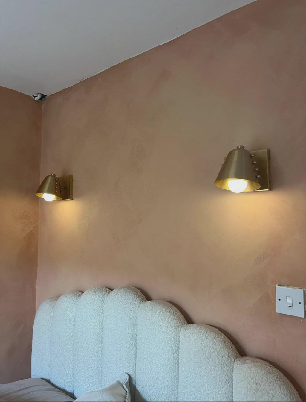 Bold Cone Brass Wall Sconce with Rivet Accents – Handcrafted Mid-Century Design