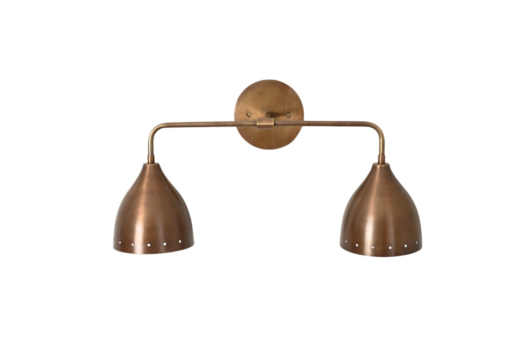 Handmade Brass Double Vanity Light - Mid Century Wall Sconce