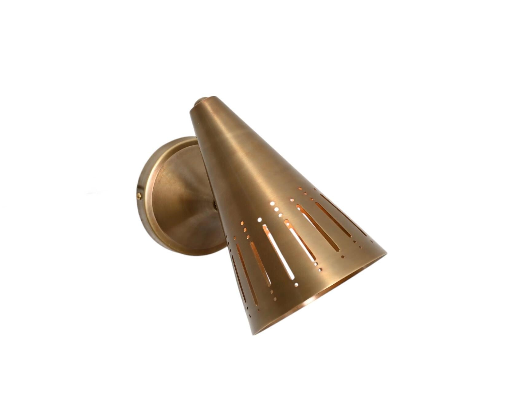 Handmade Swivel Solid Brass Adjustable Wall Sconce Light - Mid-Century Modern