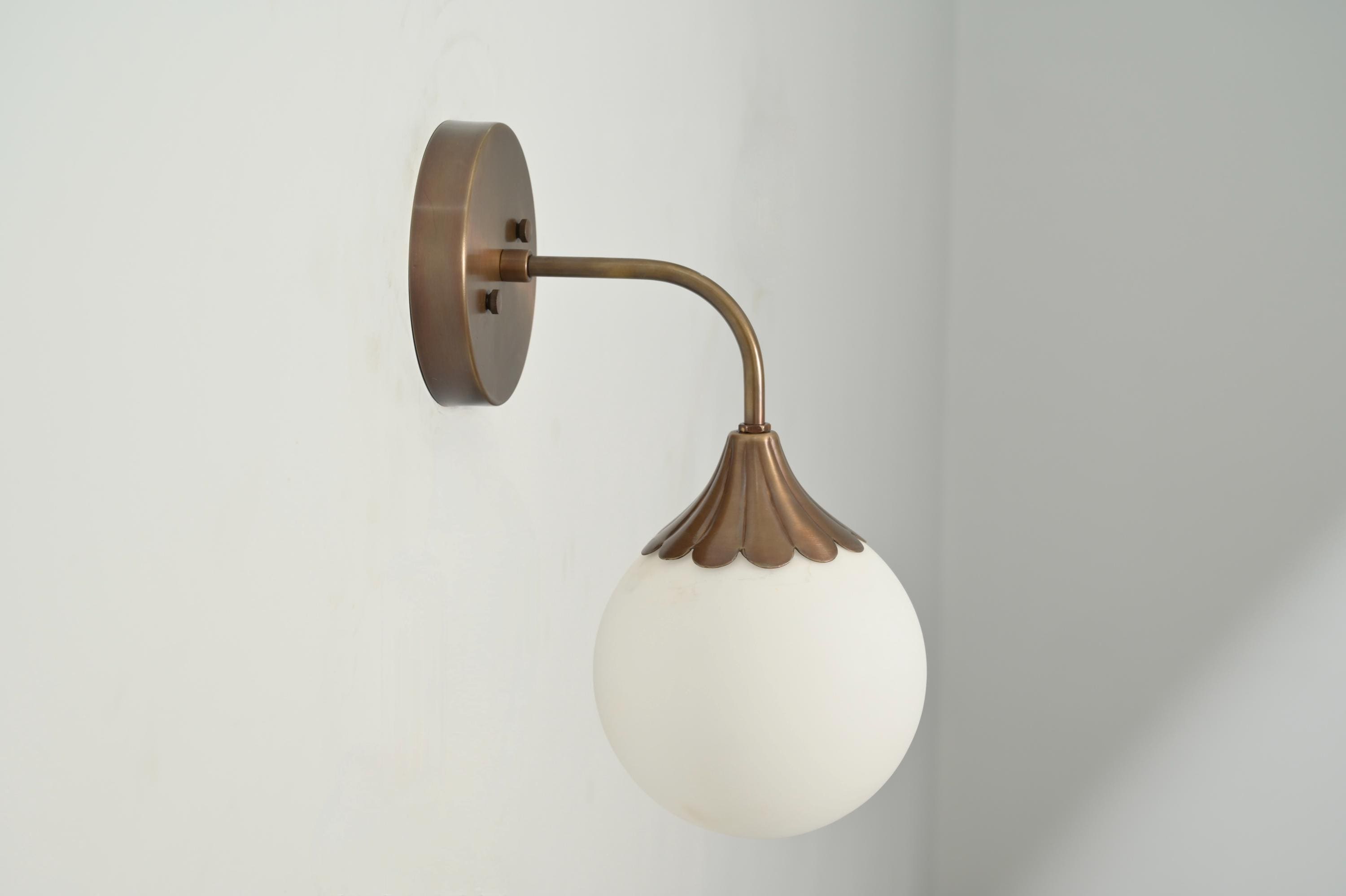 Handmade Brass Sconce: Mid-Century Modern Scallop Wall Lamp