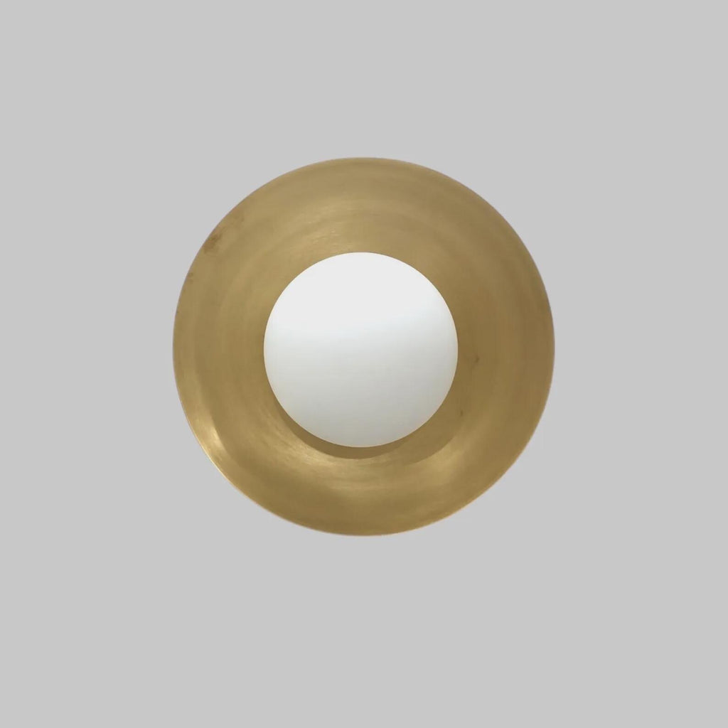 Handmade Brass Dome Ceiling Light: Mid-Century Modern Opal Glass Fixture