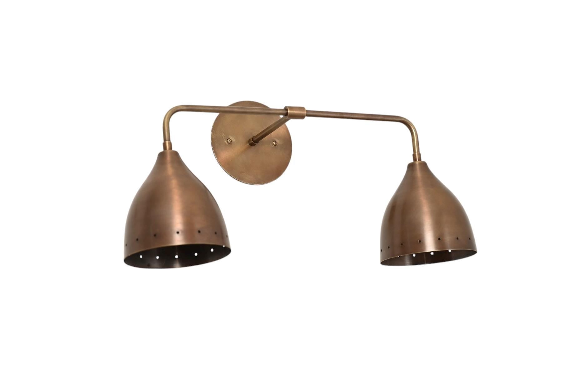 Handmade Brass Double Vanity Light - Mid Century Wall Sconce