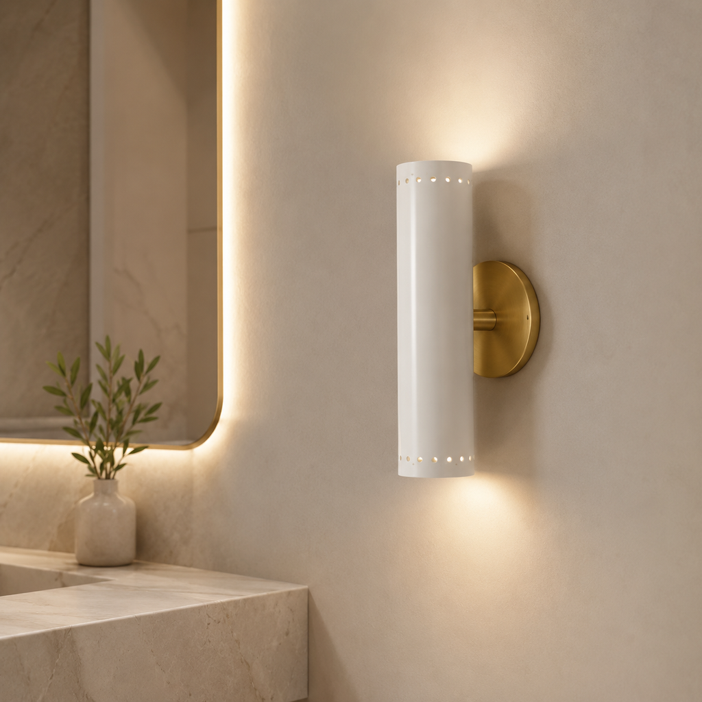 2 Light Cylinder Beside Mirror Wall Lamp Handmade Stilnovo FIxture