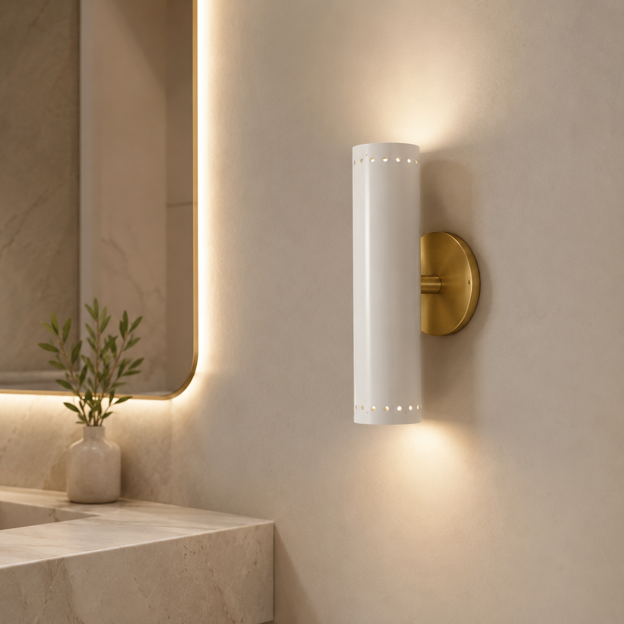 2 Light Cylinder Beside Mirror Wall Lamp Handmade Stilnovo FIxture
