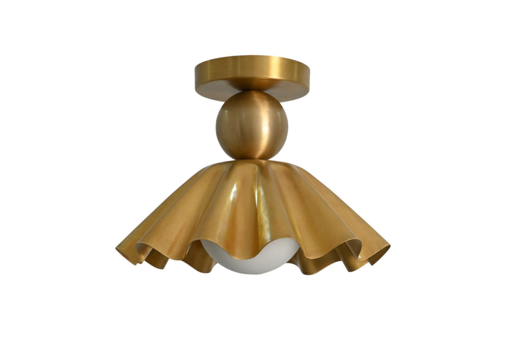 One Light Handmade Vintage Waved Round Shade Flush Mount Ceiling Lamp Fixture