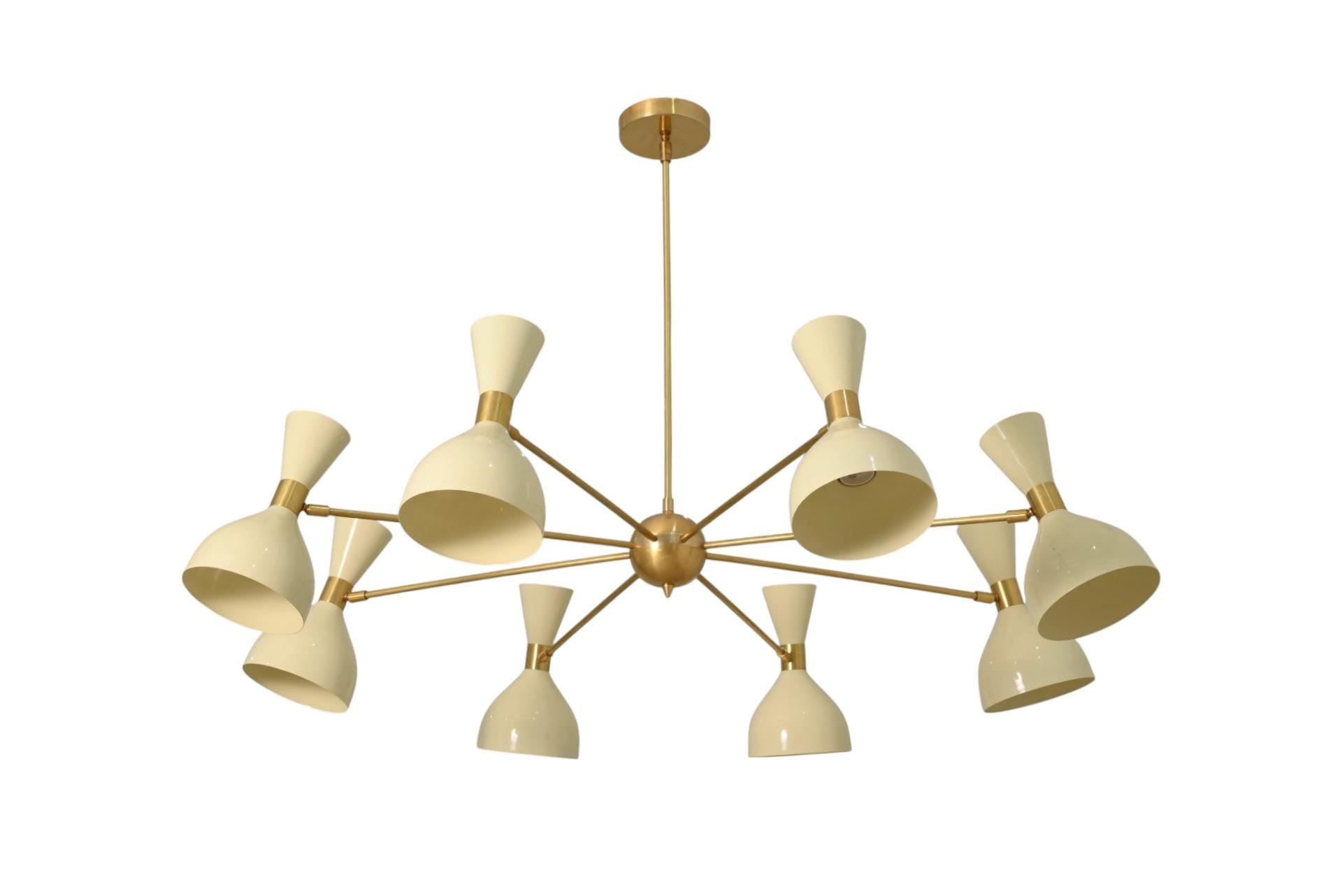 8 Light Stilnovo Diablo Handcrafted Sputnik Chandelier  with Hourglass Detail Lighting Fixture
