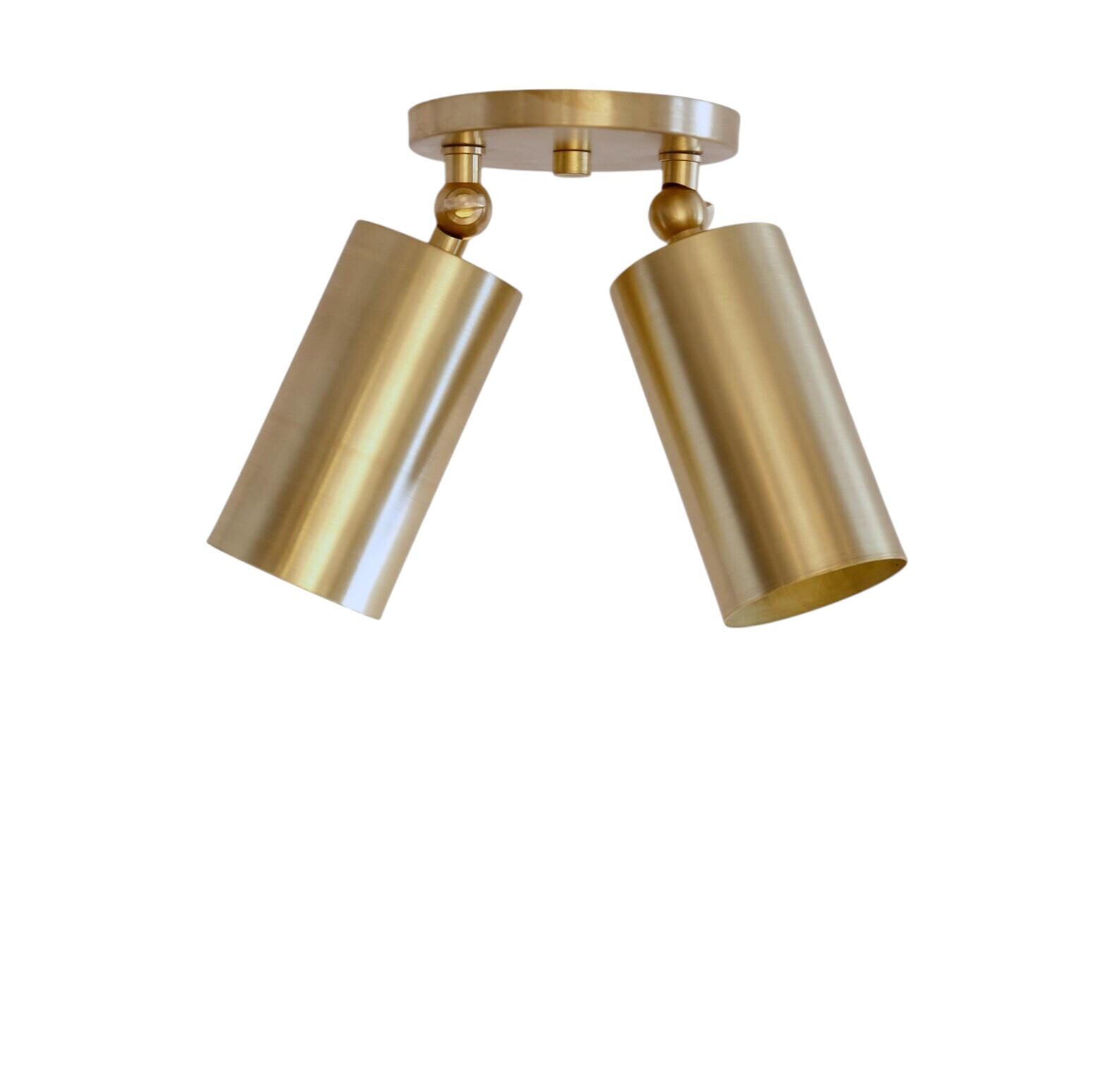 Double Spotlight Antique Brass Sputnik Fixture