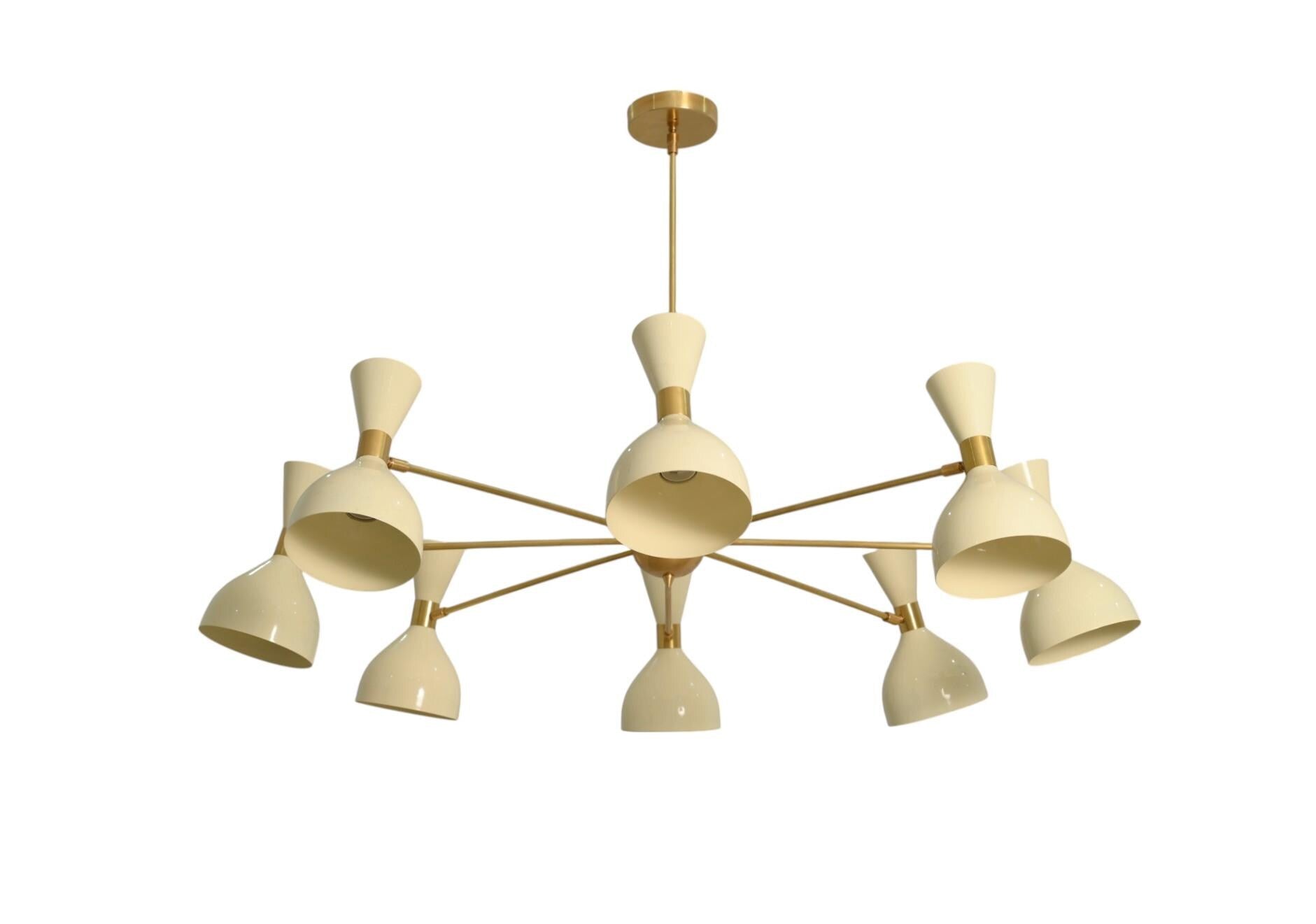 8 Light Stilnovo Diablo Handcrafted Sputnik Chandelier  with Hourglass Detail Lighting Fixture