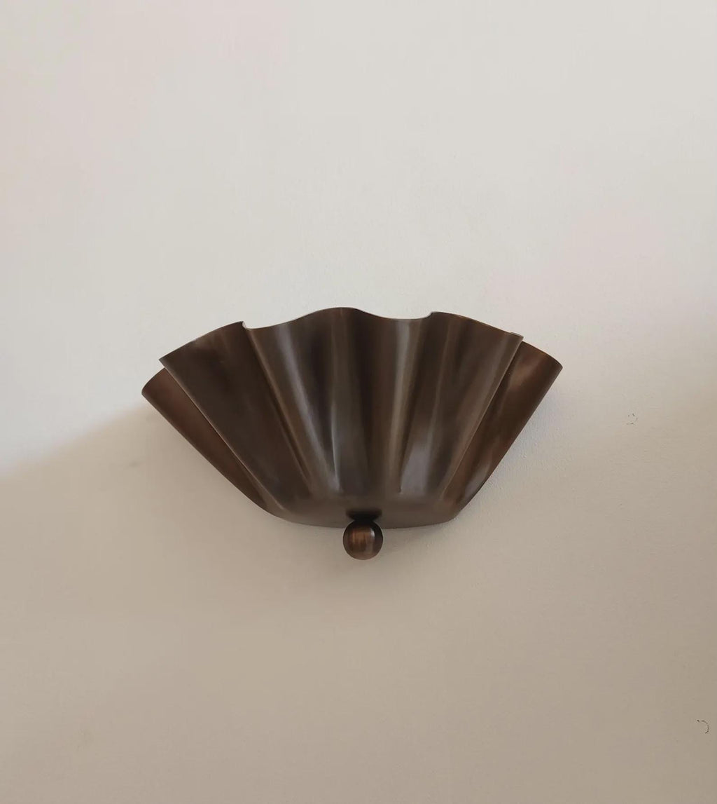Half Flower Brass Wall Sconce – Handmade Floral-Inspired Wall Light for Bedroom, Hallway, or Patio