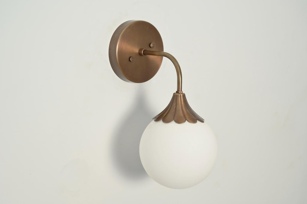 Handmade Brass Sconce: Mid-Century Modern Scallop Wall Lamp