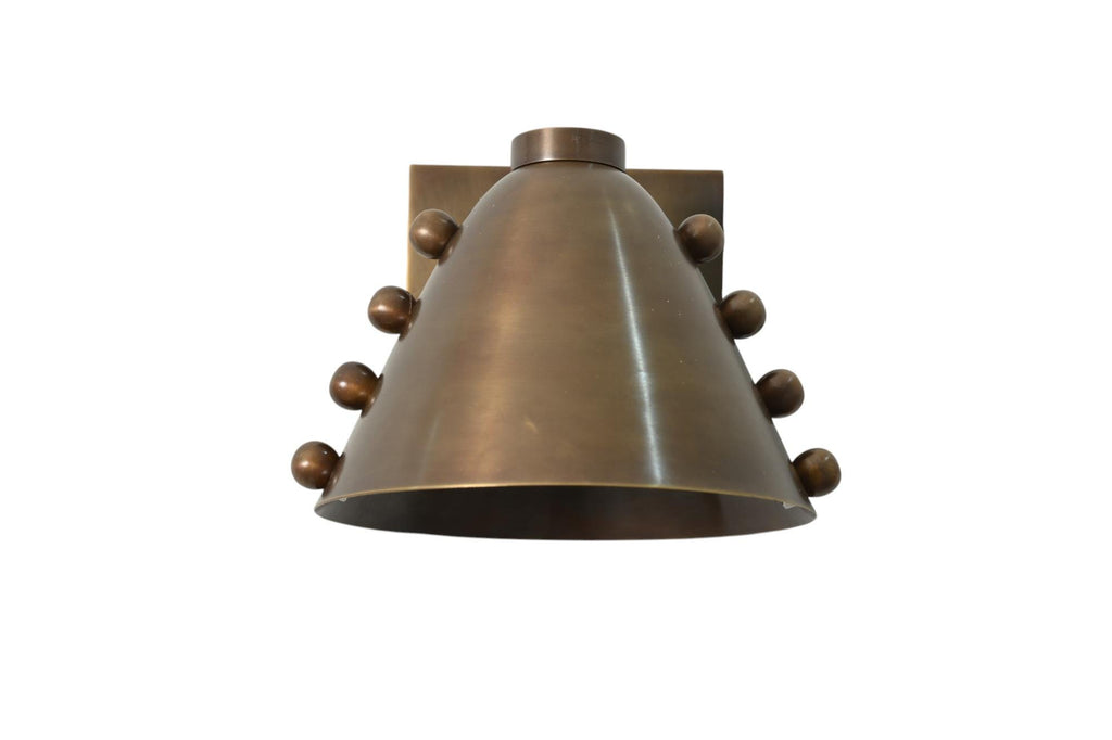 Handmade Solid Brass Wall Sconce: Vintage Cone Shade Wall Lamp