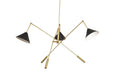 Three light Modern Brass Handmade Cone Vintage Stilnovo Chandelier Light Fixture