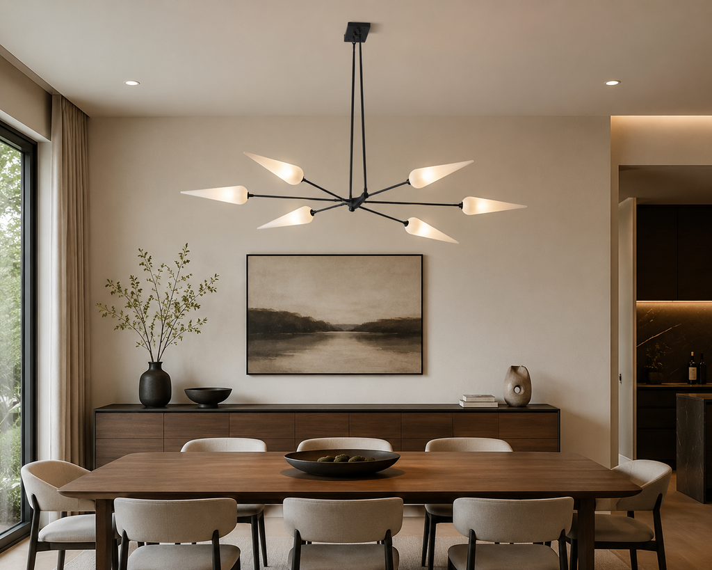 6 Branch Light Rectangle Plate Double Mount Ceiling Brass Sputnik Glass Globe Fixture Chandelier
