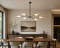 6 Branch Light Rectangle Plate Double Mount Ceiling Brass Sputnik Glass Globe Fixture Chandelier