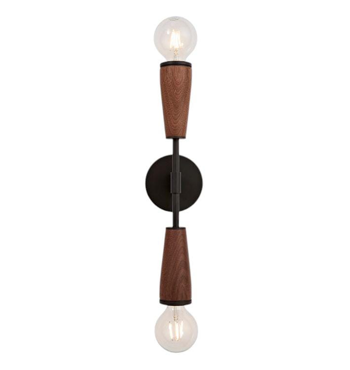 2 light wood shade wall lamp and sconce fixture __etsy:7278892269